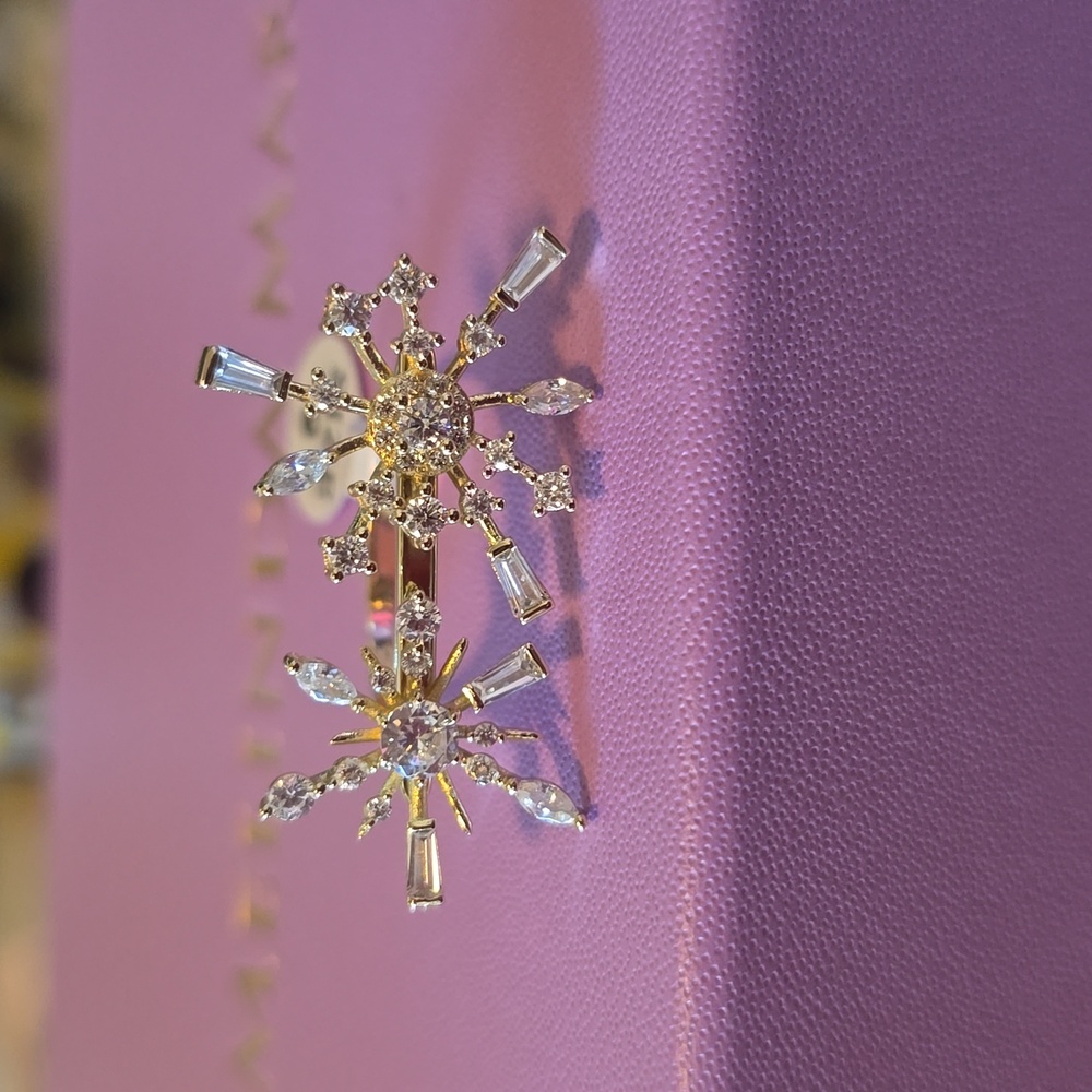 Melinda Bar Ring - Shooting Star Snowflake Diamondettes Gold Sz 9 New ✨️ FIRM - Picture 3 of 5